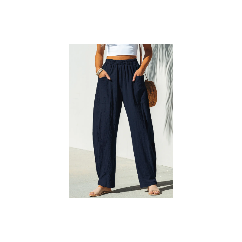 Navy High Waist Tapered Pants