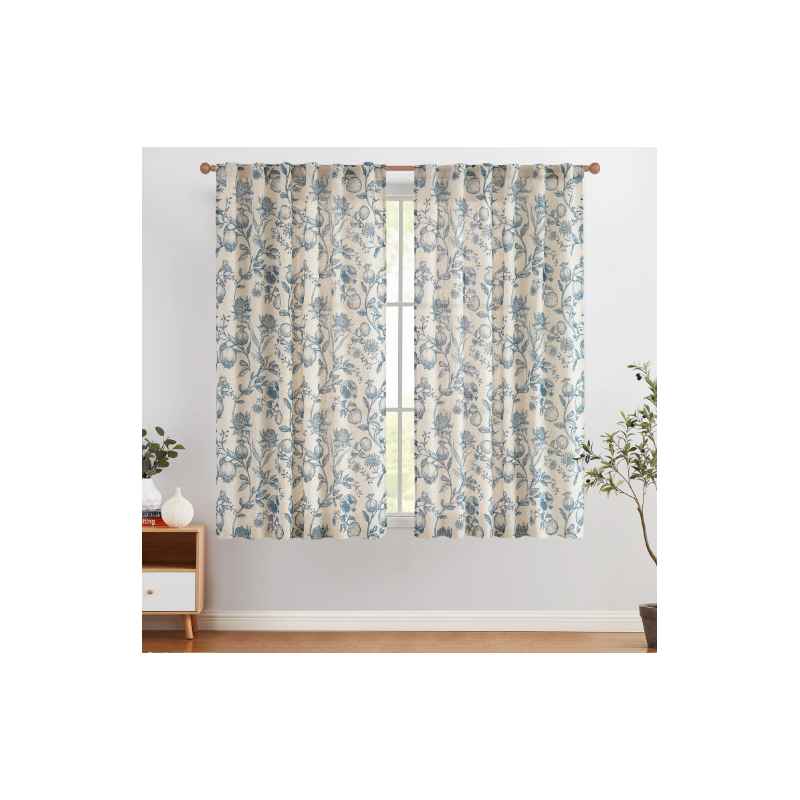 Farmhouse Linen Curtains for Bedroom Floral Patterned 63'' Farmhouse Linen Curtains for Bedroom Floral Patterned 63''