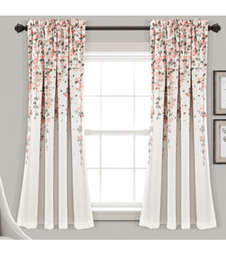 Blossoming Flowers Polyester Room Darkening Curtain 52"