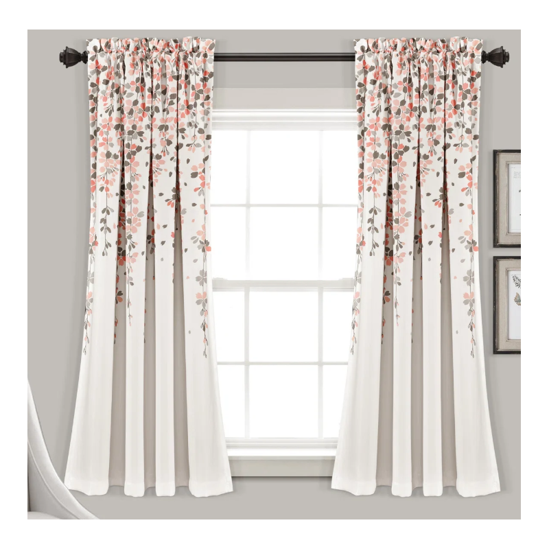 Blossoming Flowers Polyester Room Darkening Curtain 52" Blossoming Flowers Polyester Room Darkening Curtain 52"