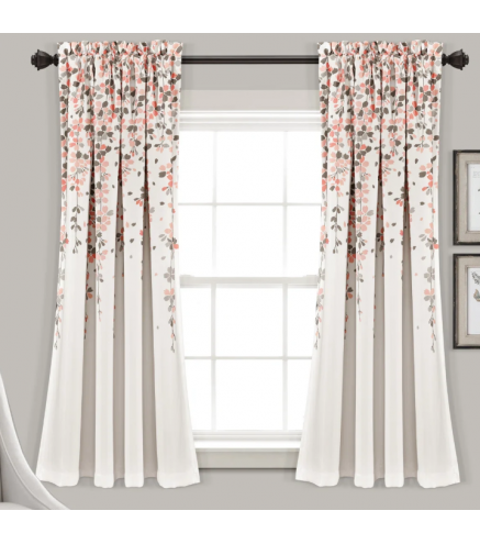 Blossoming Flowers Polyester Room Darkening Curtain 52"