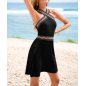 Striking Contrast Black Mini Dress