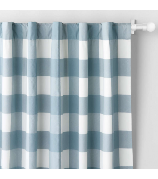 Check Cotton Blackout Window Curtain 63"