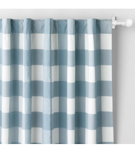 Check Cotton Blackout Window Curtain 63"