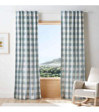 Check Cotton Blackout Window Curtain 63"