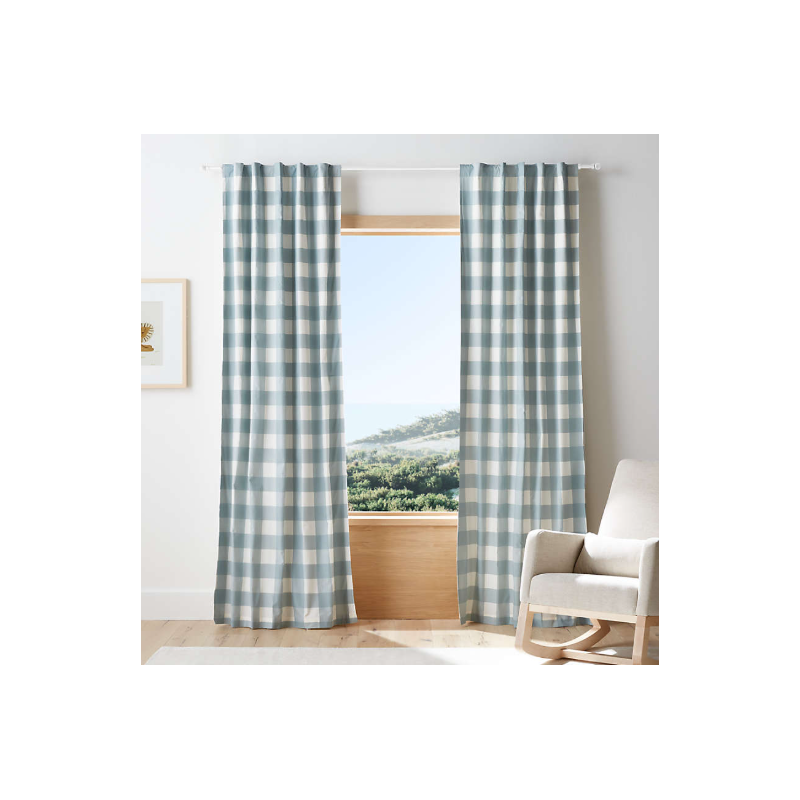 Check Cotton Blackout Window Curtain 63" Check Cotton Blackout Window Curtain 63"