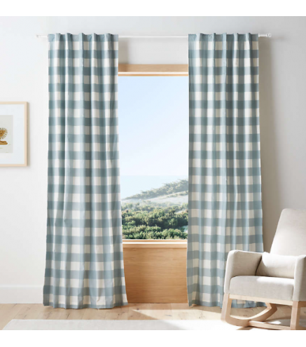 Check Cotton Blackout Window Curtain 63"