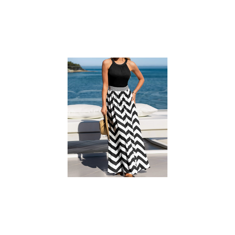 Coastal Motion Chevron Maxi Dress