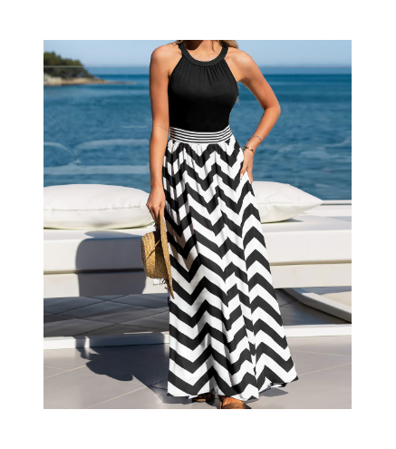 Coastal Motion Chevron Maxi Dress