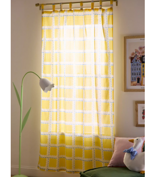 Grid Patterned Window Curtain 52''