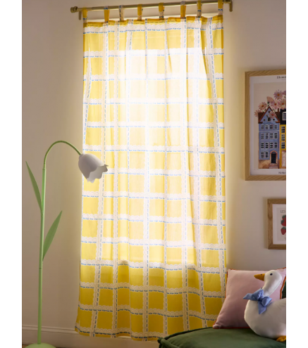 Grid Patterned Window Curtain 52''