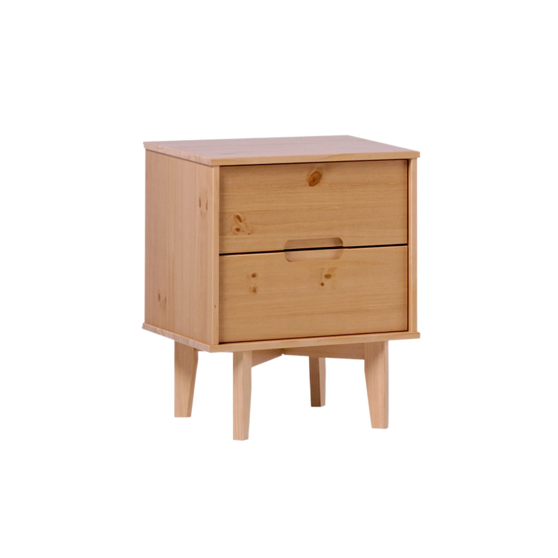 Modern Solid Wood Nightstand - Natural