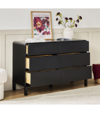 6-Drawer Contemporary Dresser with Curved Top