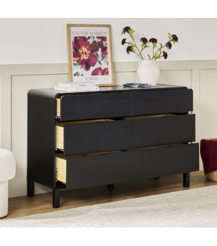 6-Drawer Contemporary Dresser with Curved Top