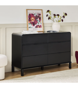 6-Drawer Contemporary Dresser with Curved Top