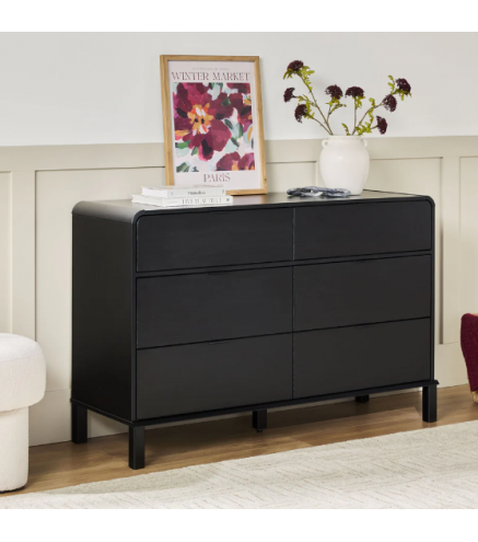 6-Drawer Contemporary Dresser with Curved Top