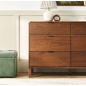 OT 6-Drawer Contemporary Dresser with Curved Top - Brown