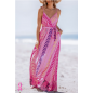 Pink V-Neck Belted Maxi Dress