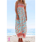 Blue & Pink Floral Sleeveless Square Neck Maxi Dress