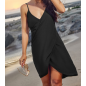 Black Sleeveless Surplice Tulip Hem Mini Dress