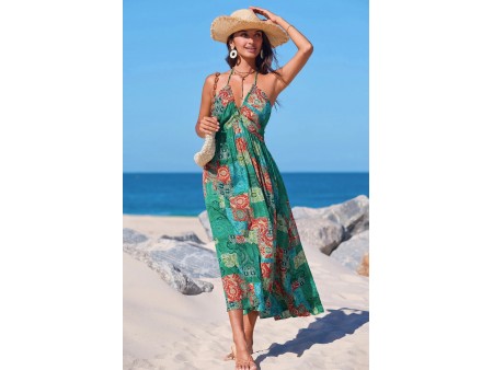 Boho Stitch Patchwork Midi Dress