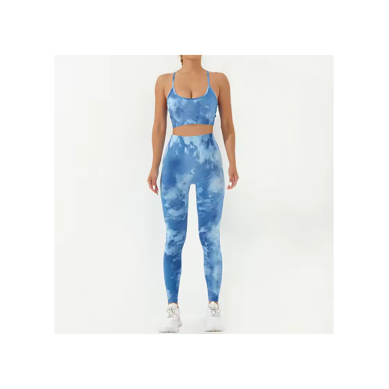 Women's Fitness wear Printed Shark Knit seamless fitness Exercise Yoga 2-piece set Women's activewear printed yoga wear