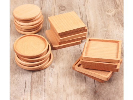 Beech Wood Cup Mats, Round/Square Heat Resistant Coaster