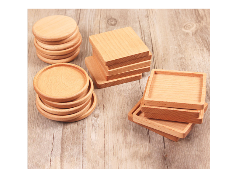 Beech Wood Cup Mats, Round/Square Heat Resistant Coaster