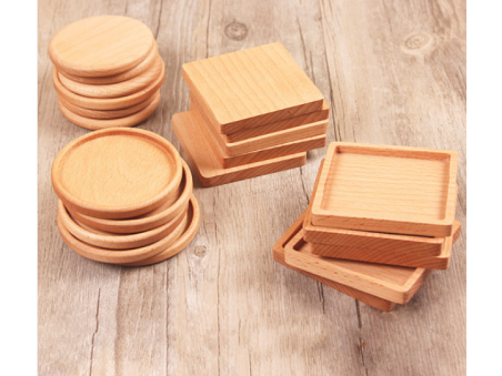 Beech Wood Cup Mats, Round/Square Heat Resistant Coaster