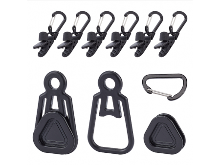 SUPERFINDINGS Plastic & Aluminium Alloy Tarp Clips, with Carabiner Clips, for Outdoors Camping Awning Tent