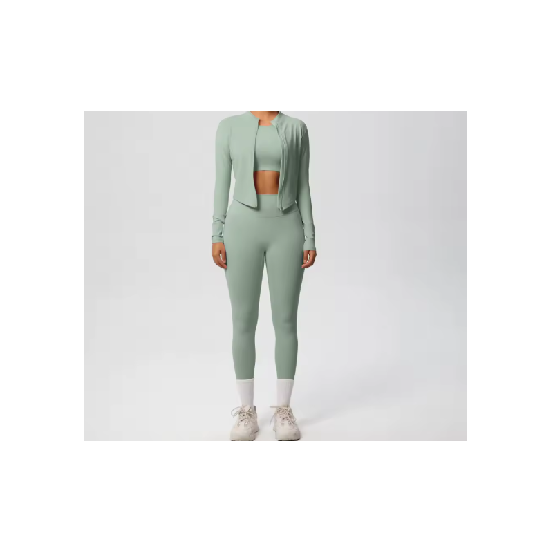 3 Pcs Sportswear Suit Women Running  green