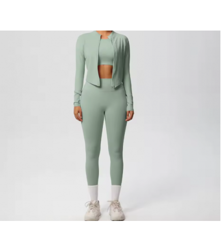 3 Pcs Sportswear Suit Women Running  green