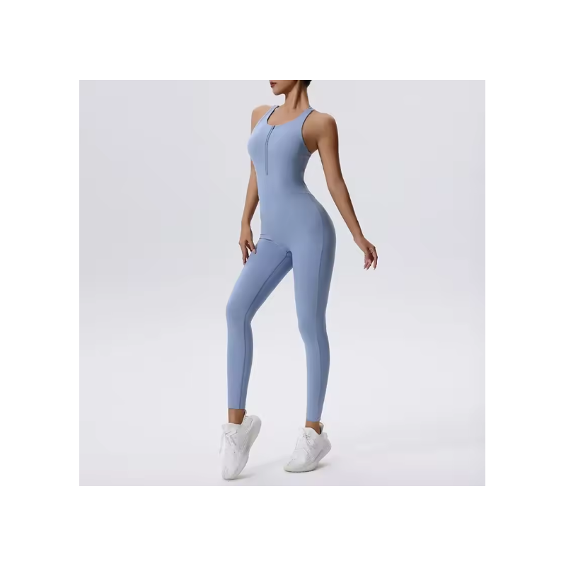 Full Seasons Casual Fitness Sporty Playsuit Sleeveless Slim Activewear All In One Jumpsuit Clothing Lady blue