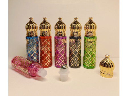 Arabian Style Glass Roller Ball Bottles, Essential Oil Refillable Bottle, for Personal Care