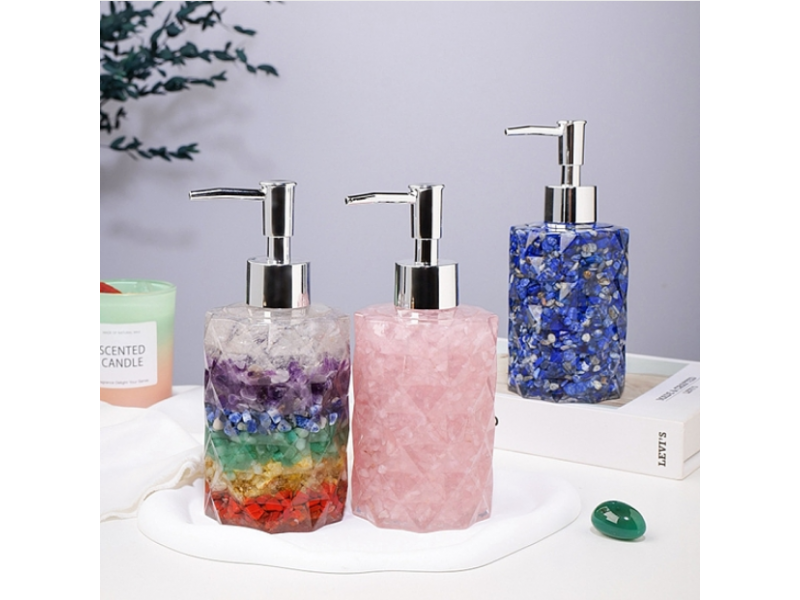 Gemstone Dispenser Pump Bottles, Shower Shampoo Cosmetic Emulsion Storage Bottle, Column