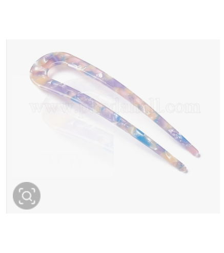 Cellulose Acetate(Resin) Hair Forks, U-shaped, Lilac