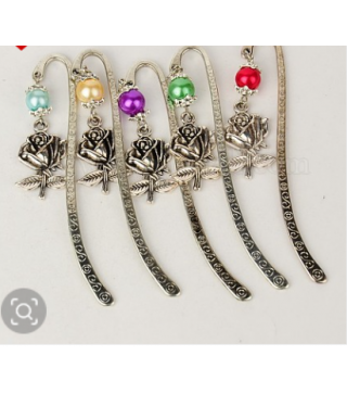 Bookmarks/Hairpins for Valentine's Day, with Glass Pearl Beads, Rose, Mixed Color