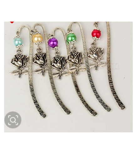 Bookmarks/Hairpins for Valentine's Day, with Glass Pearl Beads, Rose, Mixed Color