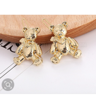 Bear Alloy Hair Barrettes, Frog Buckle Hairpin for Women Girls, Golden