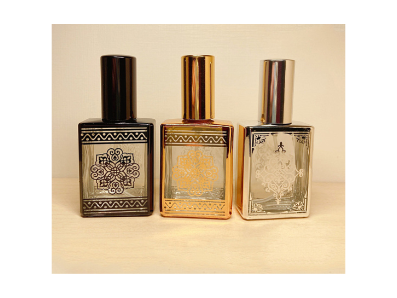 Floral Pattern Glass Pump Spray Bottles, Perfume Refillable Bottle