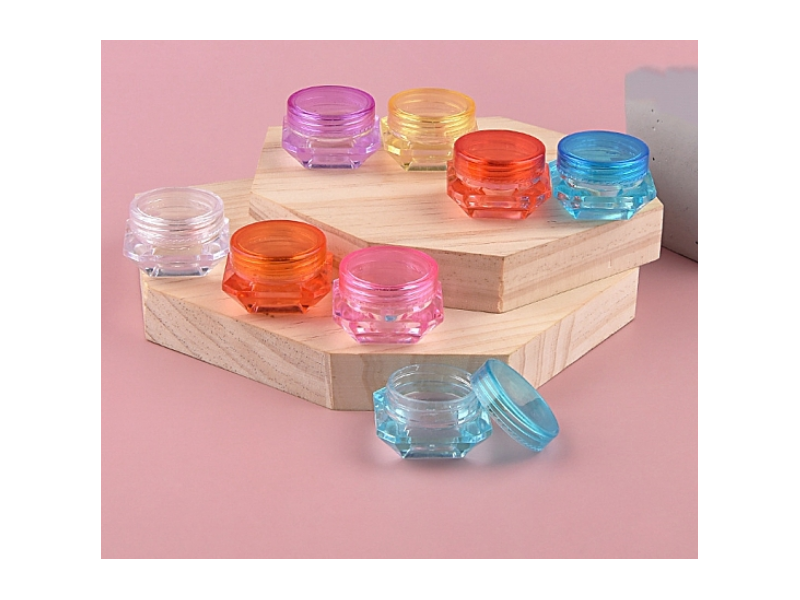 Transparent Plastic Empty Portable Facial Cream Jar, Tiny Makeup Sample Containers, with Screw Lid, Diamond Shape