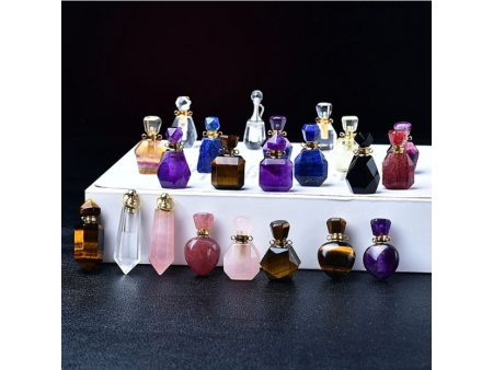 Natural & Synthetic Gemstone Perfume Bottles, Refillable Essential Oil Bottles