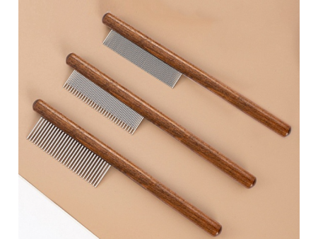 Wood Handle Pet Combs, Cat Dog Grooming Stainless Steel Fine Tooth Hair Combs