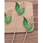 4 Loop Iron Hair Stick Finding, with Alloy Enamel Leaf