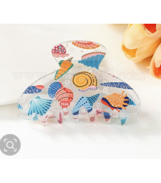 Transparent PVC Claw Hair Clips, Sea Animal Pattern Claw Hair Clips, Colorful