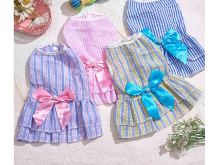 Dog Summer Bowknot Dress, Puppy Cotton Skirt, Pet Clothes