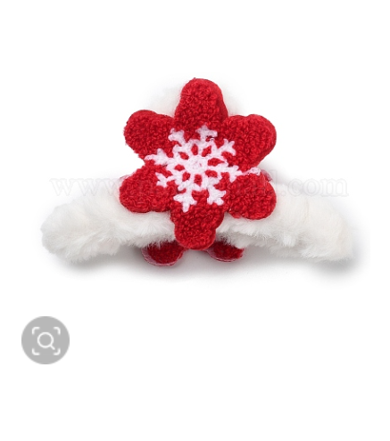 Christmas Theme Plastic Claw Hair Clips, with Cloth Doll Cover, for Woman Girls Thick Hair, Red