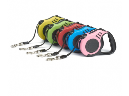 16.5FT(5M) Strong Nylon Retractable Dog Leash, with Plastic Anti-Slip Handle and Alloy Clasps, for Small Medium Dogs