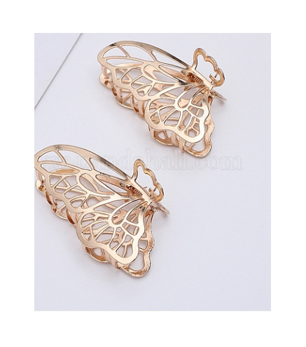 Alloy Claw Hair Clips, Butterfly, Light Gold