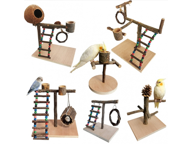 Wood Bird Playground, Large Parrot Playstand, Bird Perch Stand, Bird Gym Playground Playpen for Cockatiel Parakeet Parrot